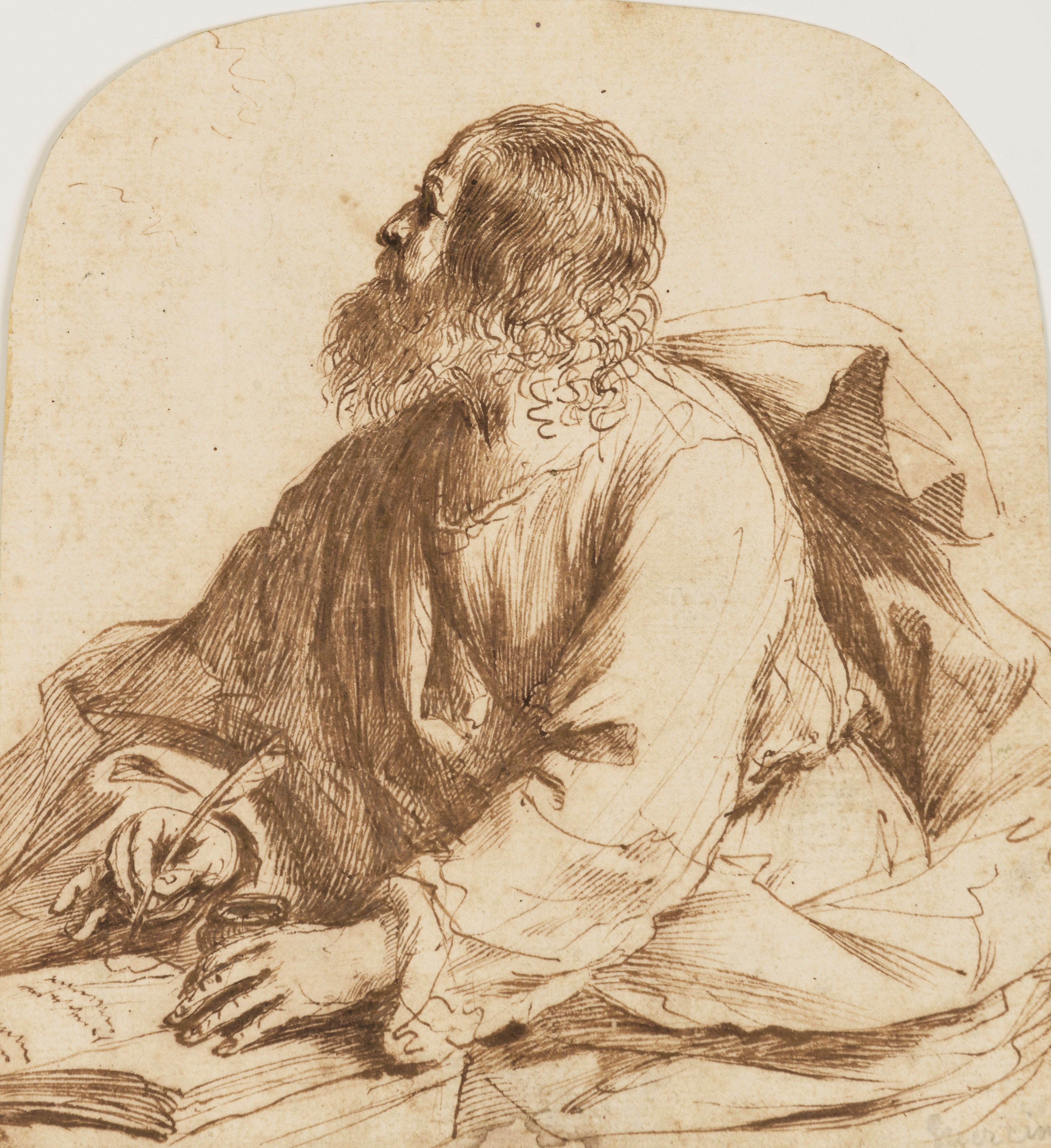 An Evangelist Seated at a Table Writing